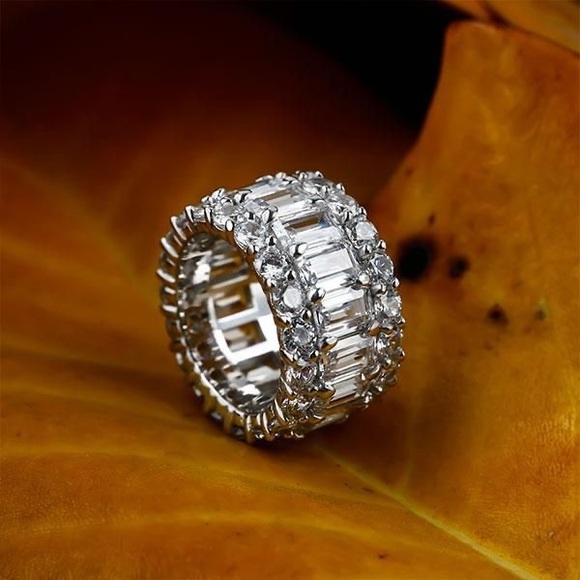 Eternity Wedding Band For Her Multi Row Anniversary Ring - Picture 6 of 6